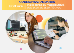 Corso gratuito "Reskilling GOL3" - Analista programmatore 260 ore Inizio corso 19 maggio 2025 dalle 14.30 alle 18.30 lun./ven. Voucher GOL - CODICE OPAL GOL22-3-101/003